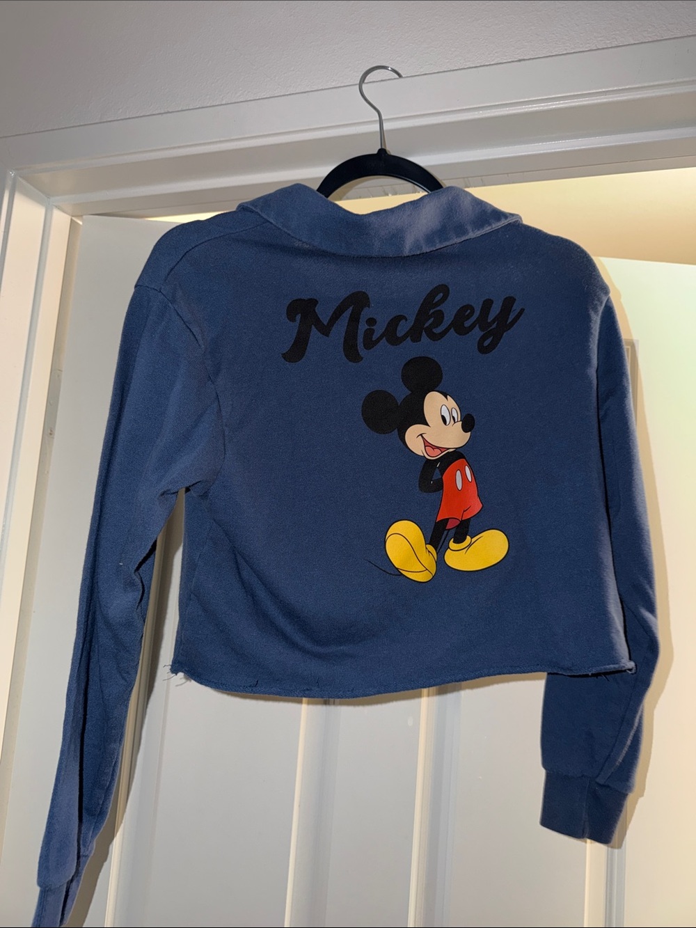 Disney Navy Mickey Graphic Cropped long sleeve